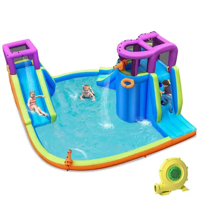 6 1 Inflatable Dual Slide Water Park Climbing Bouncer