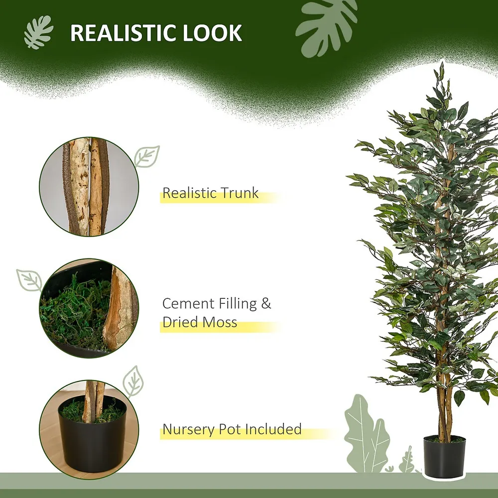 5ft Artificial Ficus Tree Faux Plant In Nursery Pot