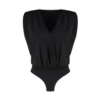 Women Plain Snap Closure Detailed Knitted Bodysuit