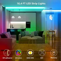 Christmas Led Strip Lights Waterproof 16.4ft 5m Flexible Color Changing Rgb With 44 Keys Ir Remote Controller