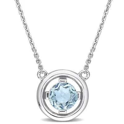 3/4 Ct Tgw Aquamarine Floating Solitaire Necklace In 14k White Gold