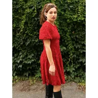 Calista Dress Cotton Fit & Flare Red Lace