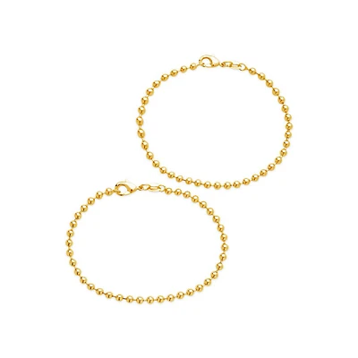 Dainty Beaded Bracelet Set Of 2-gold