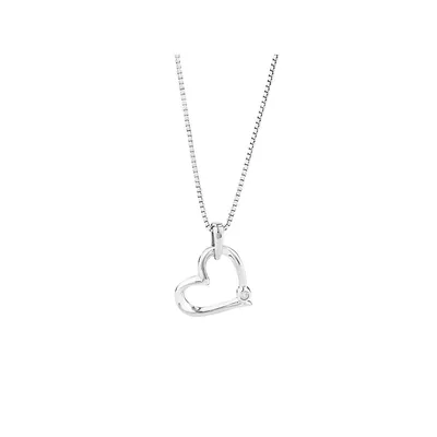 Heart Pendant With A Diamond In Sterling Silver