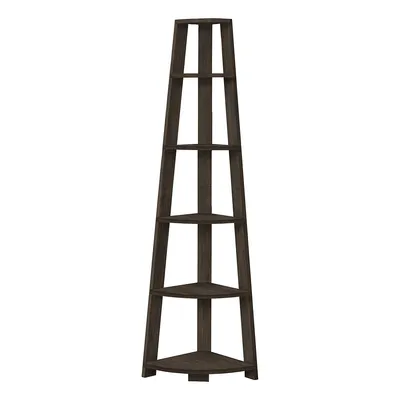 Bookcase - 72""h / Brown Oak Corner Accent Etagere