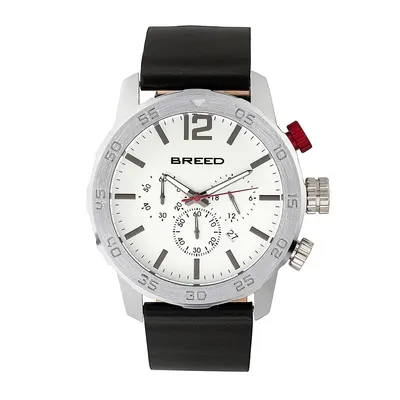 Manuel Chronograph Leather-band Watch W/date