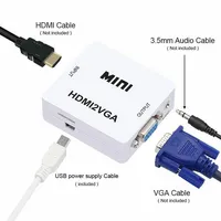 Hdmi To Vga Mini Full Hd Video 1080p Audio Converter Adapter For Pc Tv Monitor