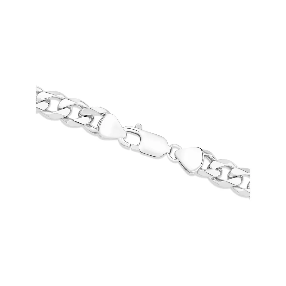 Men's Silver 21cm Curb Bracelet With 0.33 Carat Tw Of Black Diamonds