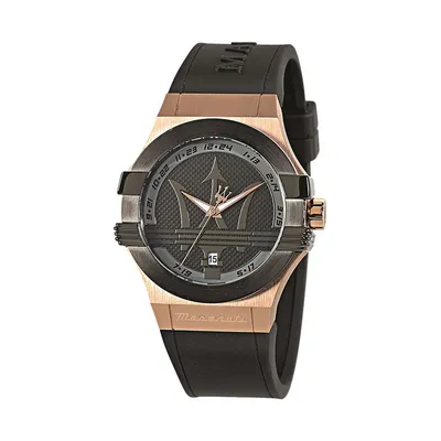 Potenza 42mm Quartz Stainless Steel Watch In Rose Gold/black
