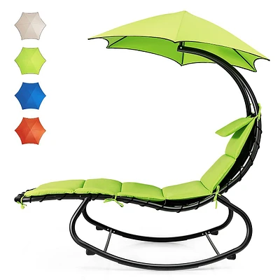 Hammock Swing Lounger Chair Shade Canopy Padded Cushion 330lbs Capacity