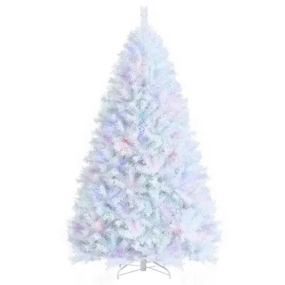 7ft White Iridescent Tinsel Artificial Christmas Tree W/1156 Branch Tips