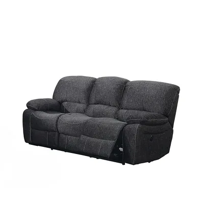 Midnight Grey Velvet Fabric 3 Seat Power Recliner Sofa