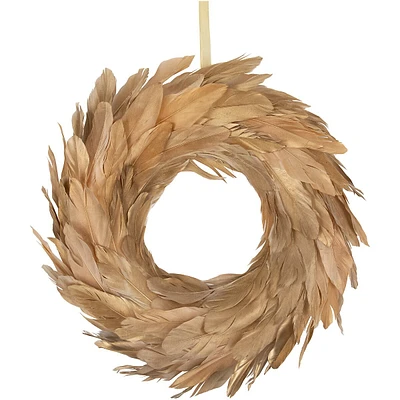 Artifical Feather Wreath - 14" - Gold
