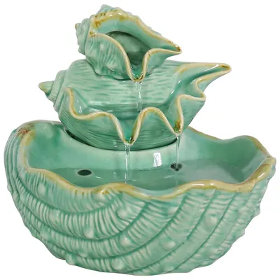 Stacked Tiered Seashells Indoor Tabletop Water Fountain - 7-inch