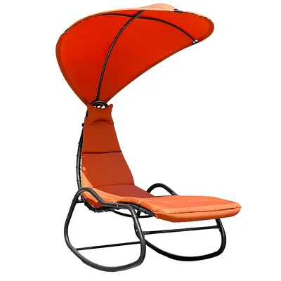 Hanging Chaise Lounge Chair Swing Canopy Thick Cushion