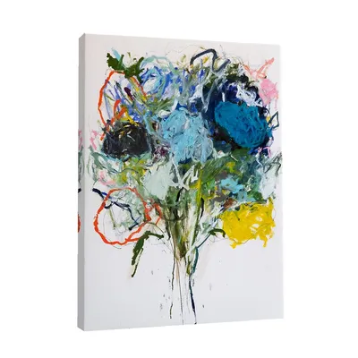 Blue/yellow Modern Abstract Floral Canvas Wall Art