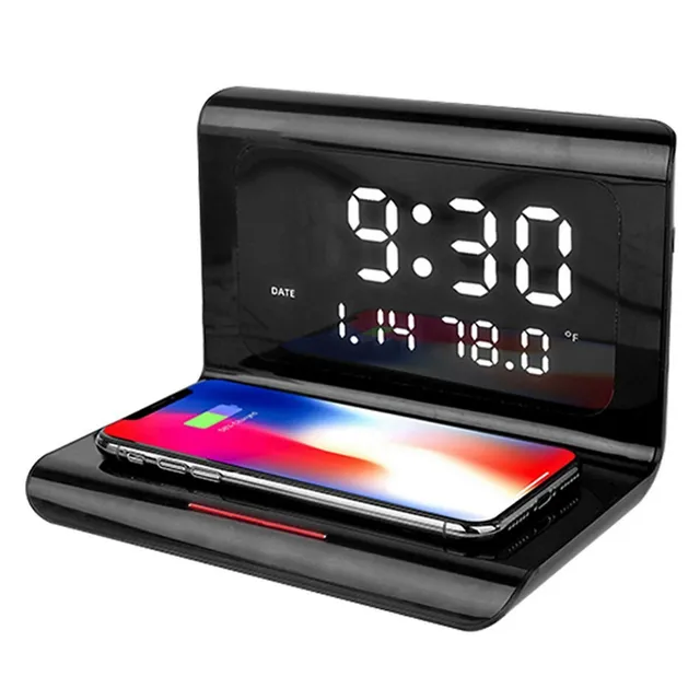 Bass Fishing US Flag Alarm Clocks Color Changing LED Clock Digital Alarm  with Time Date Temperature