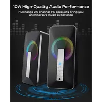 10w Wired And Bluetooth 5.0 Speaker With Enhanced Stereo Bass, Colorful Led Light, Dual-channel Multimedia Speaker For Pc Desktop Laptop (2 Pack) - Sr300-toytexx