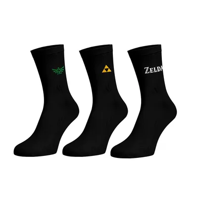 Nintendo Zelda Logo Mens Crew Socks 3 Pack