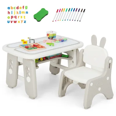 Kids Drawing Table & Chair Set Graffiti Toddlers Art Activity Table & Chair
