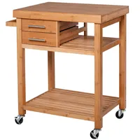 Bamboo Kitchen Cart Island With Towel Rack