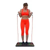 9 In 1 Push Up Rack Board System Fitness Workout Train Gym Exercise With 4 Resistance Bands, 2 Foot Bands, 2 Puch Up Bars And 2 Pilate Bars