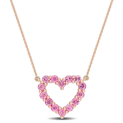 1 1/8 Ct Tgw Pink Sapphire Heart Necklace In 10k Rose Gold