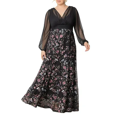 Isabella Embroidered Evening Gown (plus Size)