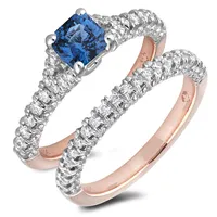 18k Rose Gold 1.18 Cttw Ceylon Sapphire & 0.60 Cttw Diamond Engagement Ring