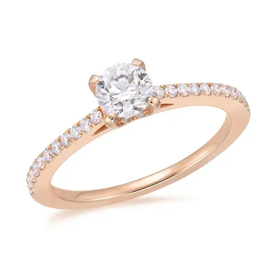 Canadian Dreams 14k Rose Gold .48ctw Center Solitaire And .22ctw Shoulders Diamond Ring