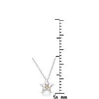 Kids/teens Sterling Silver With Yellow Tourmaline Gemstone Star Pendant Necklace