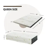 Queen 3"tri-fold Memory Foam Floor Mattress Topper Portable W/ Carrying Bag