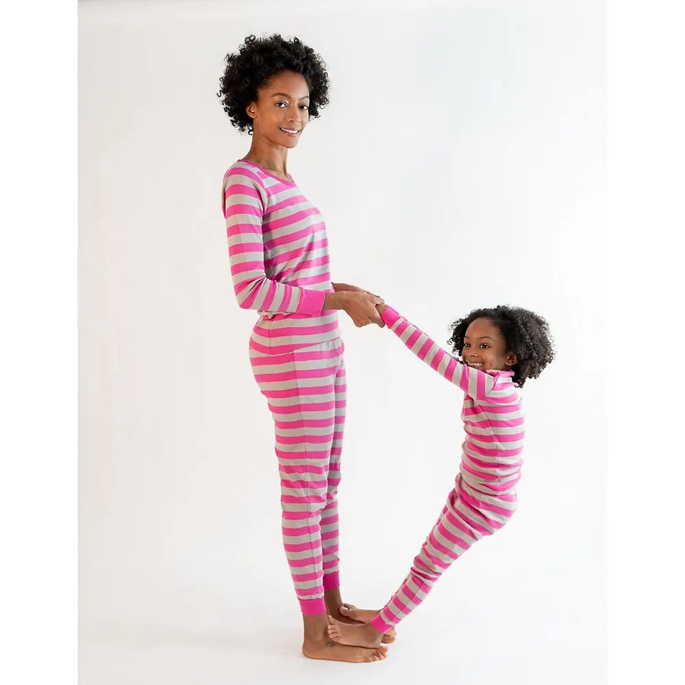 Womens Two Piece Cotton Striped Pajamas