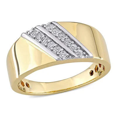 Men's 1/4 Ct Tw Diamond Double Row Ring Two-tone Sterling Silver