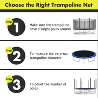 14ft Replacement Trampoline Safety Enclosure Net W/ Zipper & Protection Buckles