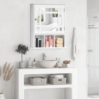 Wall Mount Mirror Cabinet With Door Shelves Bathroom