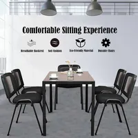 Set Of 5 Conference Chair Mesh Back Office Waiting Room Guest Reception Black