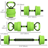 4-in-1 Weight Dumbbell Set, 44lbs, Green