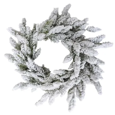 Heavily Flocked Artificial Pine Christmas Wreath, 16.5-inch, Unlit