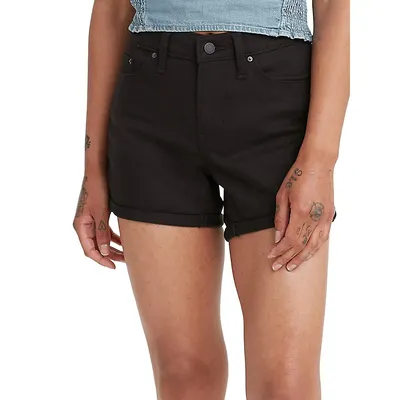 Mid-Length Jean Shorts Black &