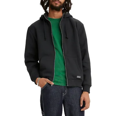 Faux Shearling Lined Zip-Up Hoodie