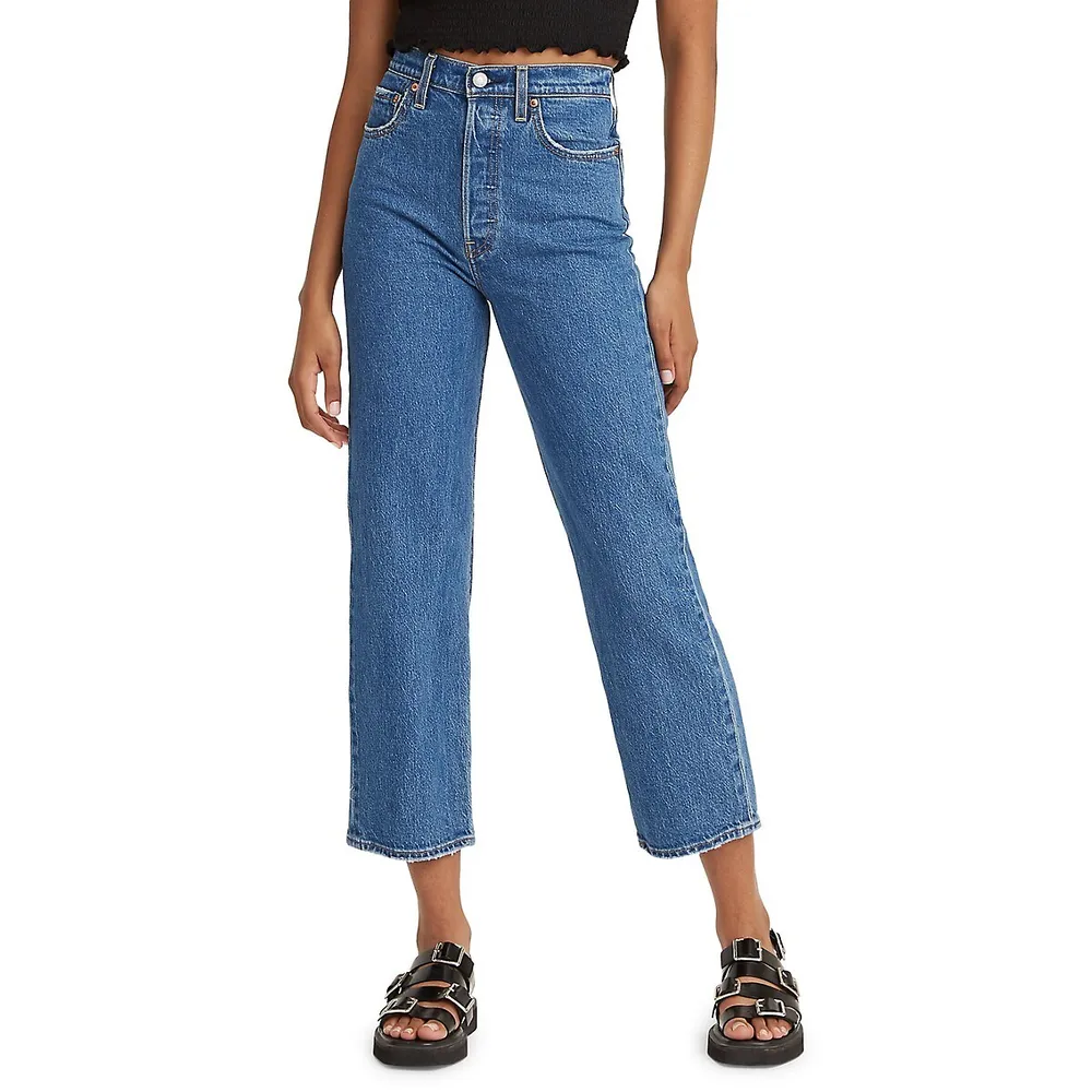 Premium Ribcage Jazz Pop Straight Cropped Jeans