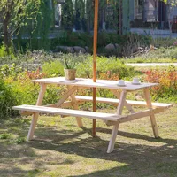 Picnic Table Set With Umbrella Hole For Outdoor Garden