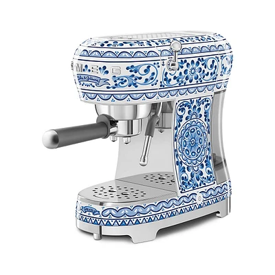 Smeg x Dolce&Gabbana Blu Mediterraneo Espresso Coffee Machine ECF02DGBUS