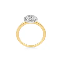 0.50 Carat Tw Oval Shaped Diamond Cluster Ring In 14kt Yellow & White Gold