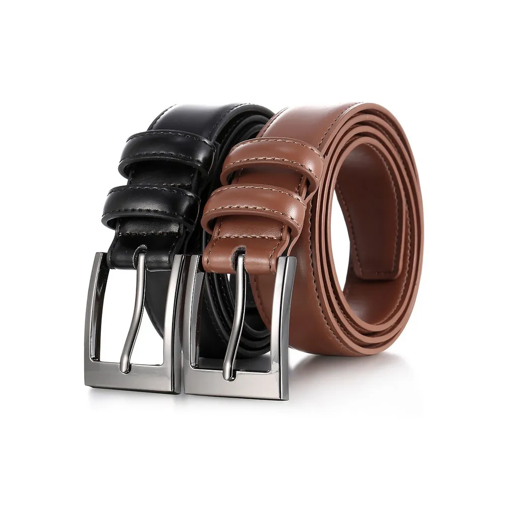 Dual Ring Leather Classic Prong Belt
