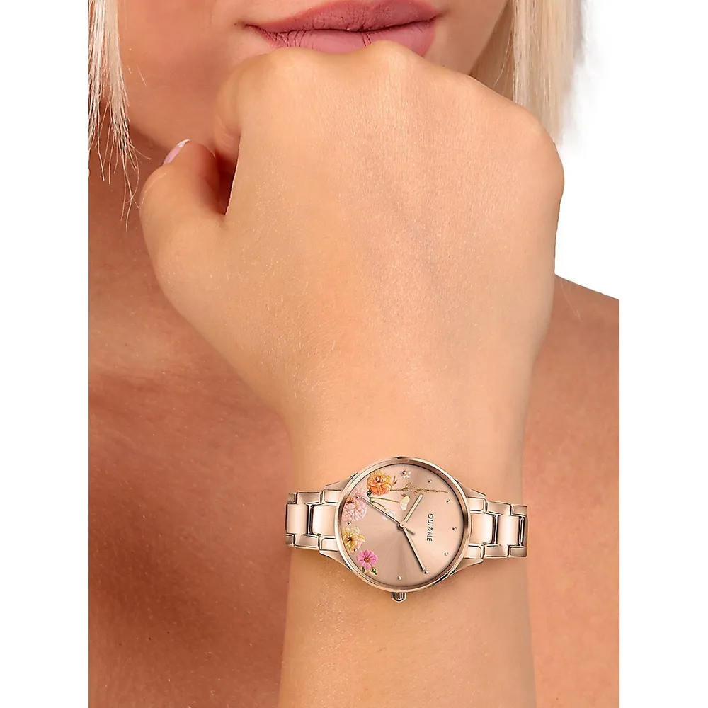 Montre analogique à bracelet à maillons en acier inoxydable Bichette ME010217