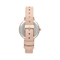 Fleurette Rose Goldtone & Recyled Pink Leather Strap Watch ME010188
