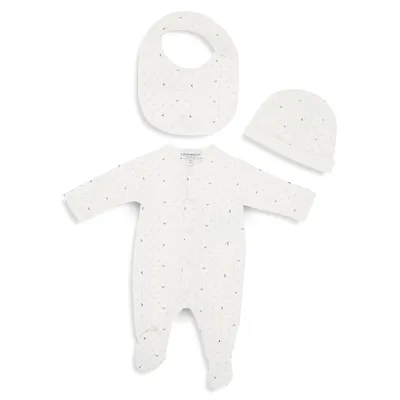 Baby's 3-Piece Logo Hat, Bib & Footie Gift Set