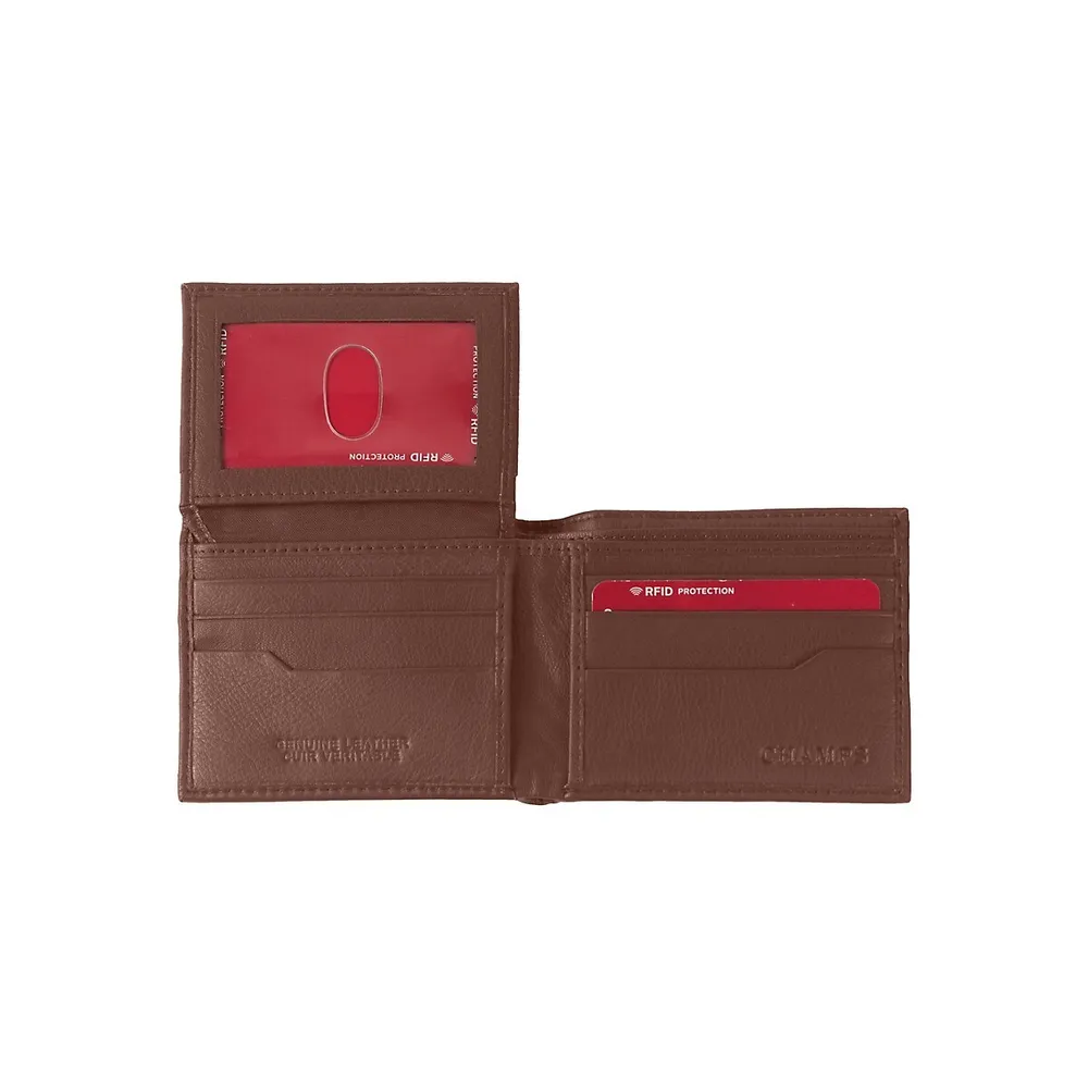 Portefeuille en cuir avec étui à laissez-passer et protection RFID